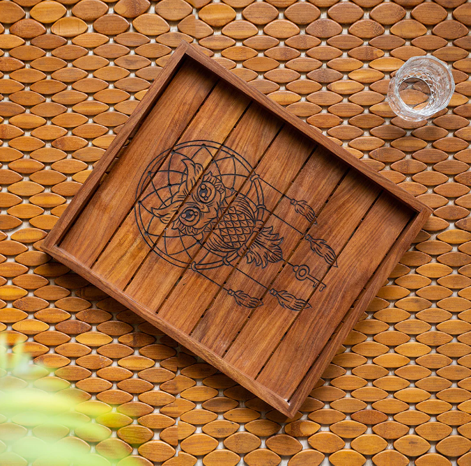 Wise Owl Hand-Carved Serving Tray – Premium Sheesham Wood