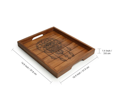 Wise Owl Hand-Carved Serving Tray – Premium Sheesham Wood