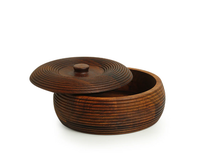 Handcrafted Chapati Box with Lid – 1350 ML | Sheesham Wood