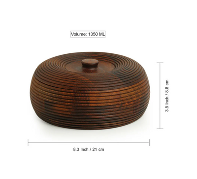 Handcrafted Chapati Box with Lid – 1350 ML | Sheesham Wood
