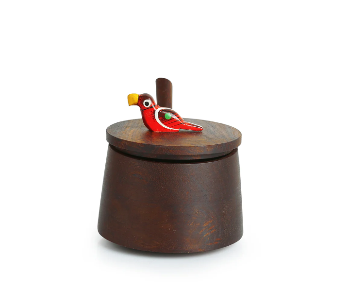 The Perched Family Handcrafted Jar Set with Tray & Spoons – Sheesham Wood