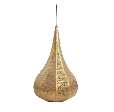 Moroccan Flame Hand-Etched Pendant Lamp – Iron, 33 cm (Matte Finish)