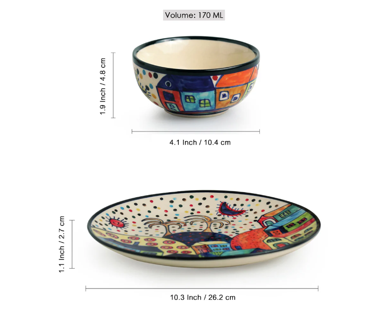 Hut Dining Hand-Painted Ceramic Dinner Set – 12 Pieces (Serving for 4)