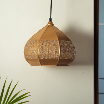Moroccan Paradise Hand-Etched Pendant Lamp – Iron, 20.3 cm (Matte Finish)