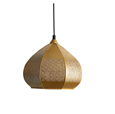 Moroccan Paradise Hand-Etched Pendant Lamp – Iron, 20.3 cm (Matte Finish)