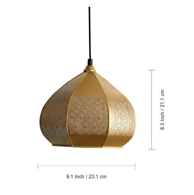 Moroccan Paradise Hand-Etched Pendant Lamp – Iron, 20.3 cm (Matte Finish)
