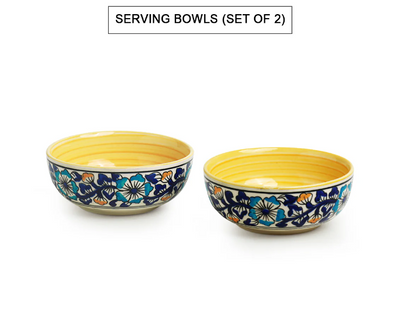 Badamwari Bagheecha’ Hand-Painted Ceramic Dinnerware Set – 10 Pieces (Serving for 4, Microwave Safe)
