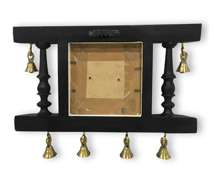 Brass People On Teak Wood Warli Hand-Painted Key Holder With Dhokra Art (4 Hooks)