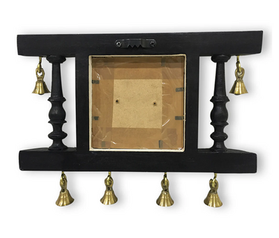 Brass People On Teak Wood Warli Hand-Painted Key Holder With Dhokra Art (4 Hooks)