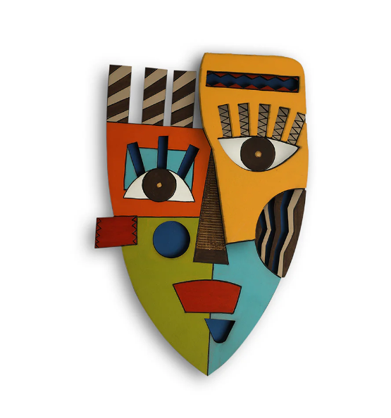 Tribal 'African Warrior Mask' Decorative Wall Hanging – 27.9 cm (Hand-Painted)