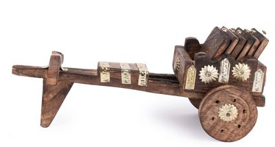 Wooden Bullock Cart Shaped Decorative & Functional Coaster Set – 6 Coasters + 1 Holder