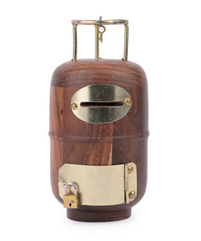 Cylinder Design Wooden Money Bank