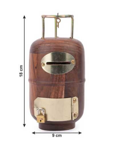 Cylinder Design Wooden Money Bank