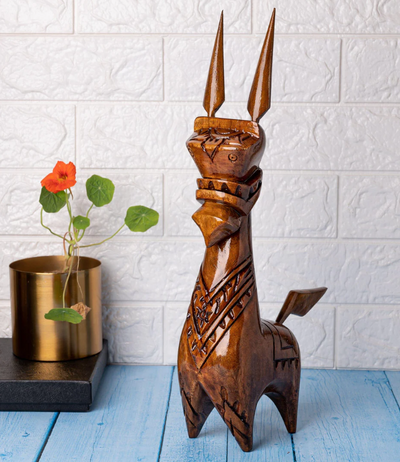 Wooden Handmade Traditional Horse – Terracotta Style | 16 Inches
