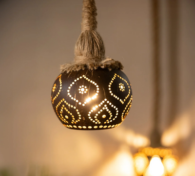 Coconut Shell Lamp – Handcrafted Elegance with a Rustic Soul
