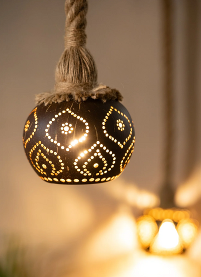 Coconut Shell Lamp – Handcrafted Elegance with a Rustic Soul