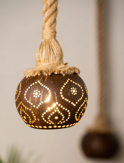 Coconut Shell Lamp – Handcrafted Elegance with a Rustic Soul