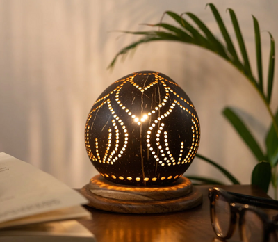 Coconut Shell Table Lamp – Subtle Glow, Timeless Design