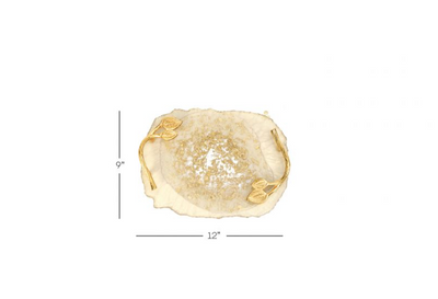 Gold Flakes Resin Serving Tray & Coaster Set | Multipurpose Elegance for Every Occasion
