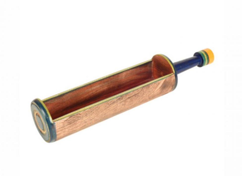 Midnight Blue Wooden Snack Server | Exotic Tabular Shape with Sleek Metal Handle