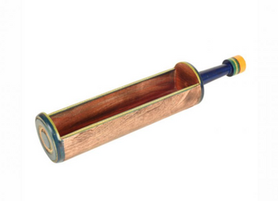Midnight Blue Wooden Snack Server | Exotic Tabular Shape with Sleek Metal Handle