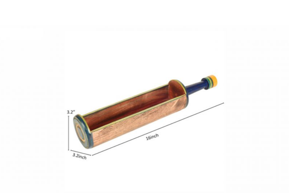 Midnight Blue Wooden Snack Server | Exotic Tabular Shape with Sleek Metal Handle