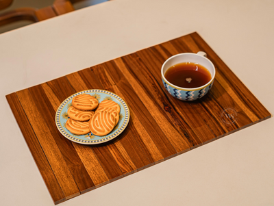 Bridger Premium Solid Wood Sofa Arm Tray / Dining Mat | Teak Finish (One Piece)