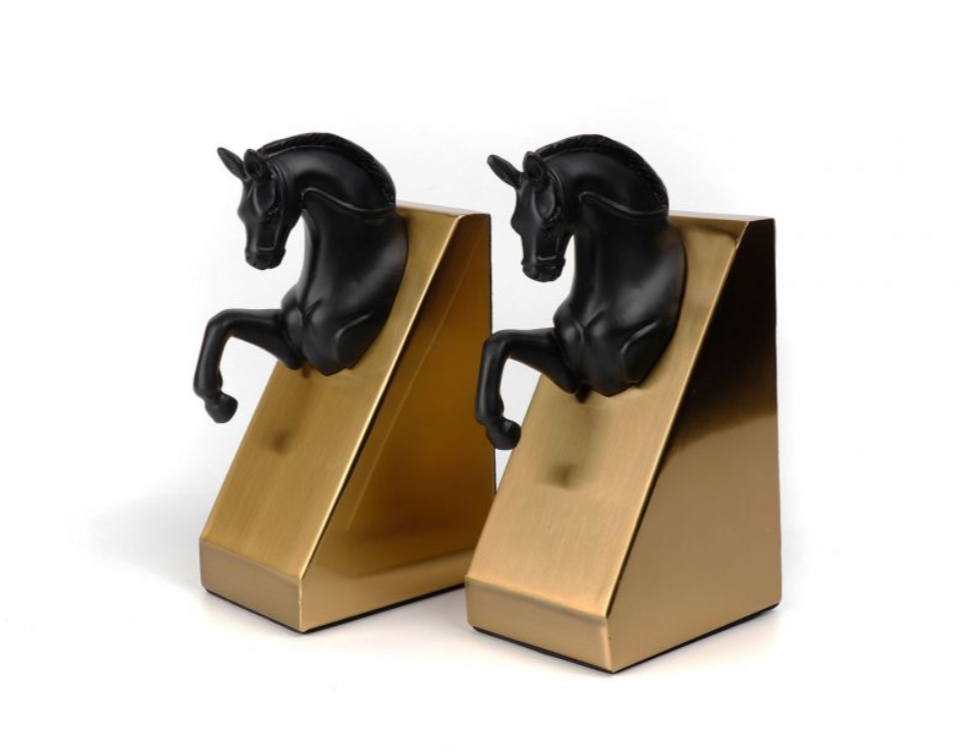 Regal Gold Iron Book End | Luxe Organizer for Books & Shelves