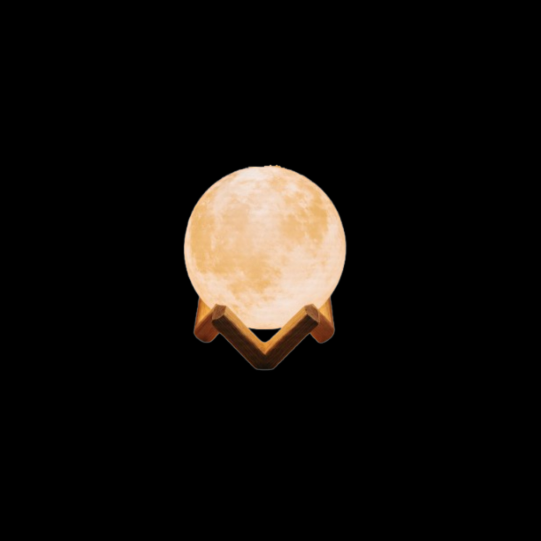 3D Moon Lamp with Wooden Stand – Realistic Lunar Night Light