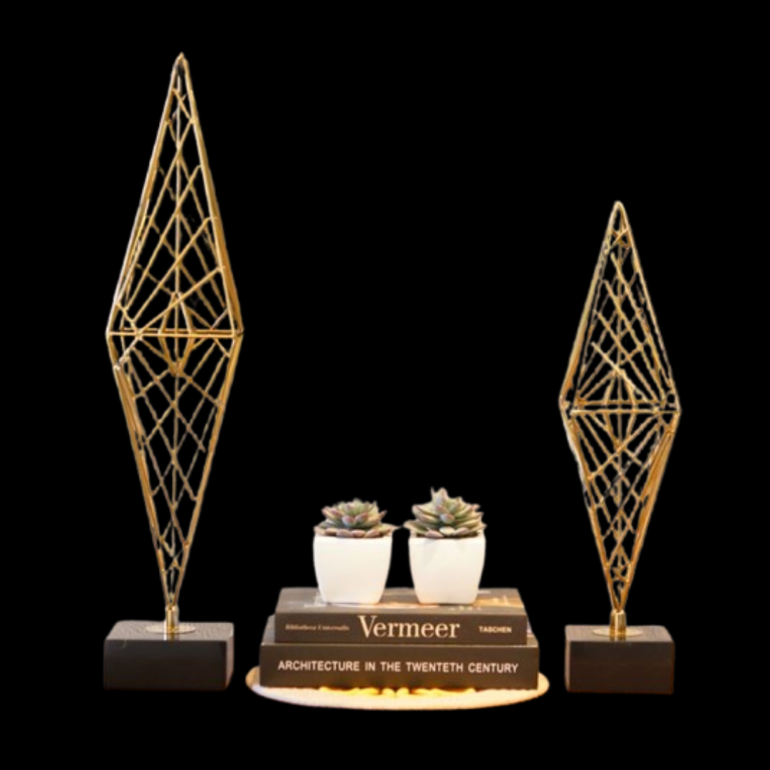 Whimsical Rhombus Console Table Decor – Small, Gold | Geometric Glam for Modern Spaces