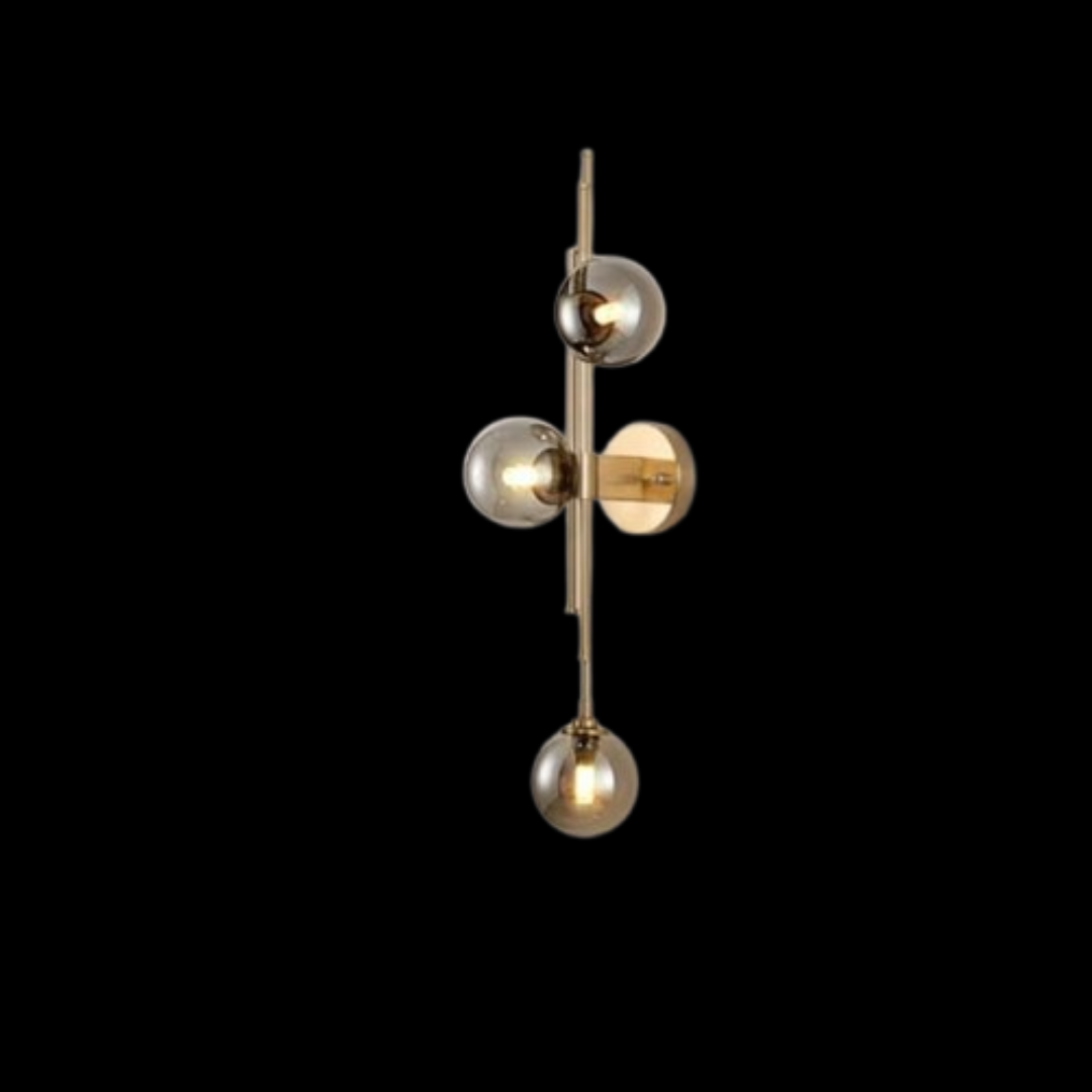 Light Smoke Grey Glass Vanity Wall Sconce Gold Long Strip Wall Light