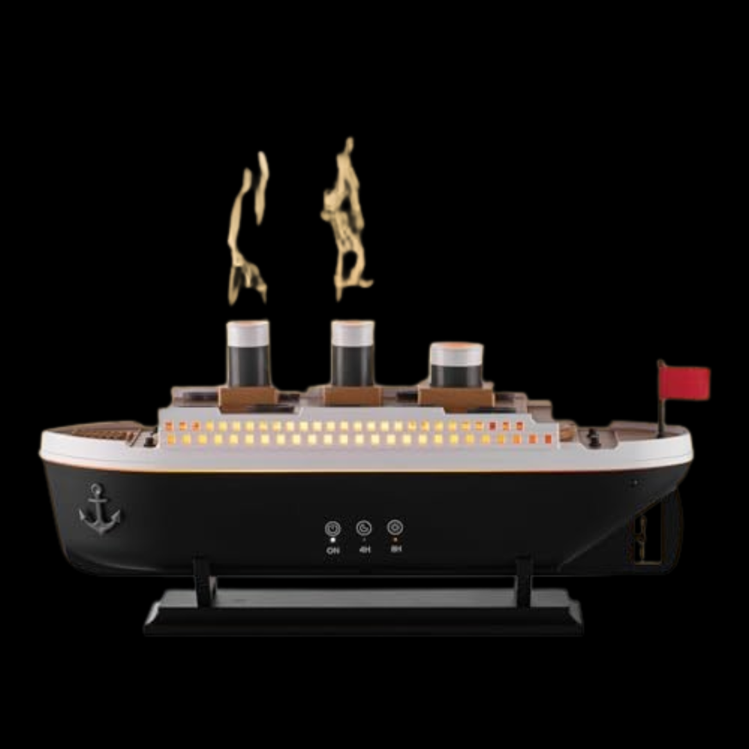 Titanic Humidifier 250ml, Essential Oil Diffuser Cool Mist Ultrasonic Aroma Aromatherapy Diffuser with Remote Control 7 Light 2 Mist Mode Auto Shut-Off for Bedroom Office Hotel(Black White)