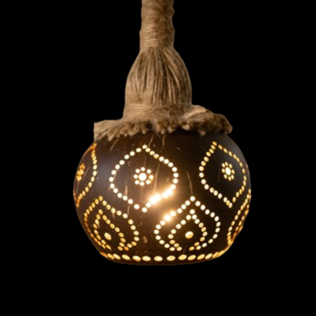 Coconut Shell Lamp – Handcrafted Elegance with a Rustic Soul