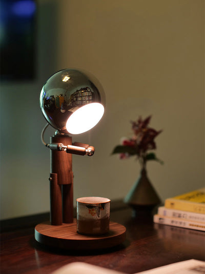 Elegant Wooden Moon Guardian Angel Table Lamp -  Perfect for Home or Office Decor