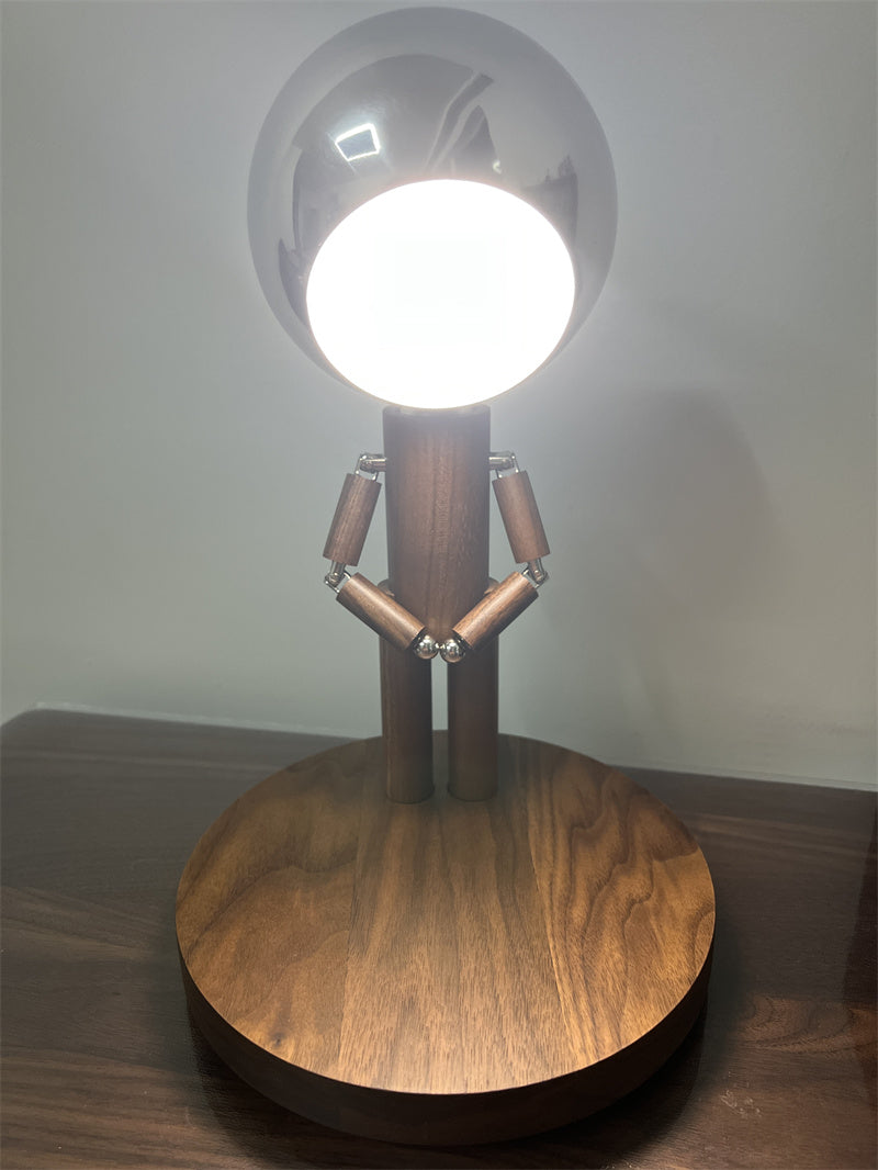Elegant Wooden Moon Guardian Angel Table Lamp -  Perfect for Home or Office Decor