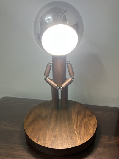 Elegant Wooden Moon Guardian Angel Table Lamp -  Perfect for Home or Office Decor