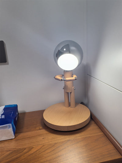 Elegant Wooden Moon Guardian Angel Table Lamp -  Perfect for Home or Office Decor