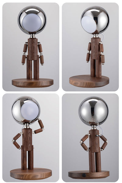 Elegant Wooden Moon Guardian Angel Table Lamp -  Perfect for Home or Office Decor