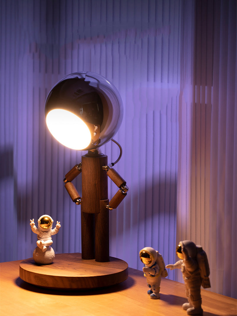Elegant Wooden Moon Guardian Angel Table Lamp -  Perfect for Home or Office Decor