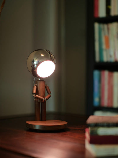 Elegant Wooden Moon Guardian Angel Table Lamp -  Perfect for Home or Office Decor