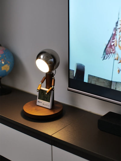 Elegant Wooden Moon Guardian Angel Table Lamp -  Perfect for Home or Office Decor