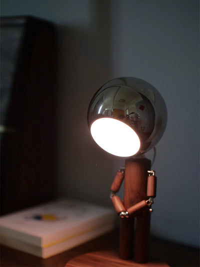 Elegant Wooden Moon Guardian Angel Table Lamp -  Perfect for Home or Office Decor