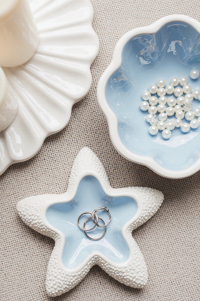 Ceramic Starfish & Shell Trinket Dishes Set