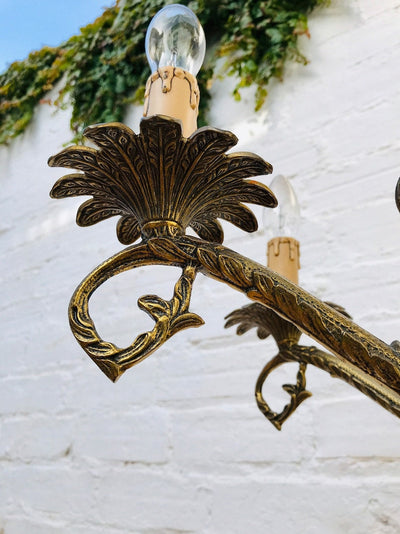 Stately LARGE Antique Bronze Candle Chandelier