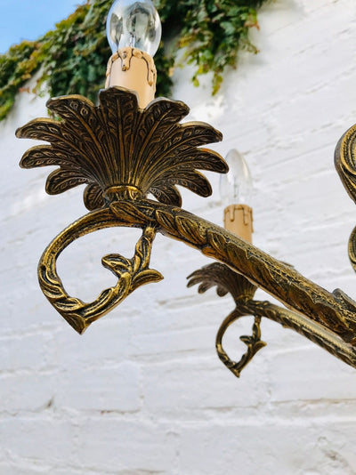 Stately LARGE Antique Bronze Candle Chandelier